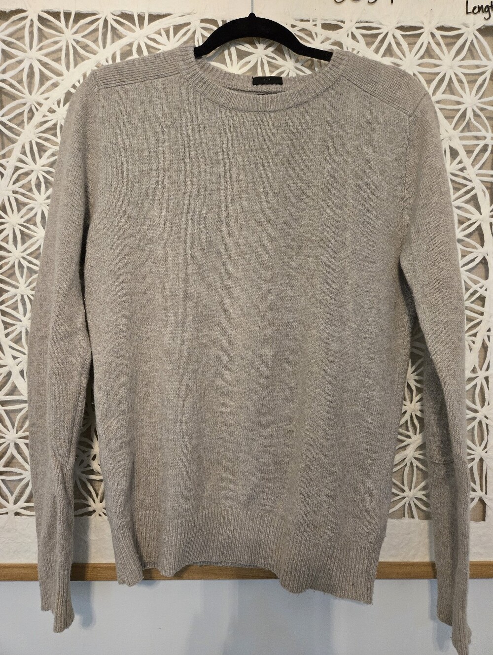 J. Crew Men’s Slim Gray Merino Wool Alpaca Blend Crew Neck Sweater Size Small